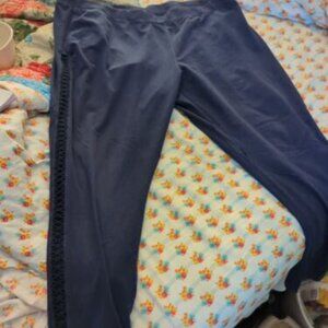 Roaman's Brand Women's Side-lattice Leg Black Leggings Size 22-24